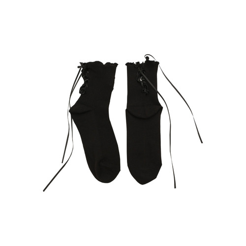 [LIMITED EDITION 15% 할인율 적용 8,000→6,800] Frill ribbon socks (BLACK)